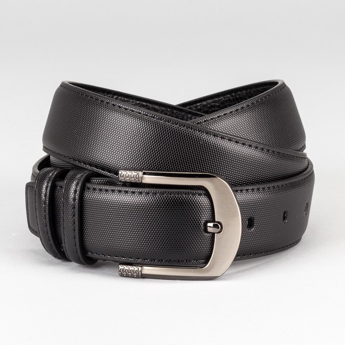 Ремень мужской "Ален", винт, пряжка тёмный металл, цвет чёрный