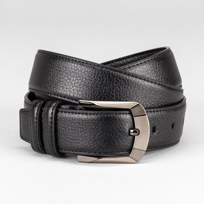 Ремень мужской "Ален", винт, пряжка тёмный металл, цвет чёрный