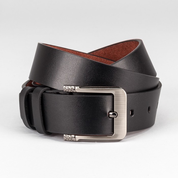 Ремень мужской "Дастин", гладкий, винт, пряжка тёмный металл, цвет чёрный