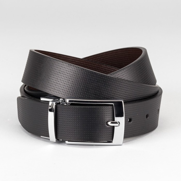 Ремень мужской "Гарри", винт, пряжка-перевёртыш металлическая, цвет чёрный/коричневый