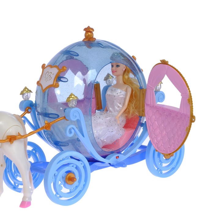 Карета для кукол "Сказочная прогулка" с куклой, лошадка ходит, световые и звуковые эффекты