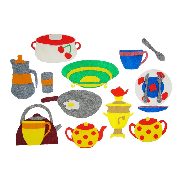 Набор дидактический "Посуда" с игровым полем, 10 деталей