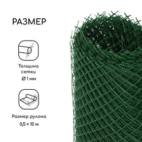 Сетка садовая, 0.5 × 10 м, ячейка 1.5 × 1.5 см, зелёная, Greengo от Сима-ленд