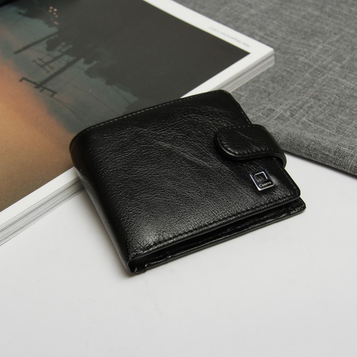 Портмоне мужское, 3 отдела для карт, отдел для монет, цвет чёрный