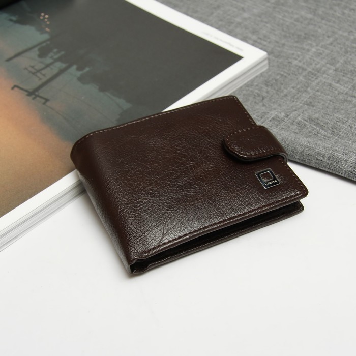 Портмоне мужское, 3 отдела для карт, отдел для монет, цвет коричневый