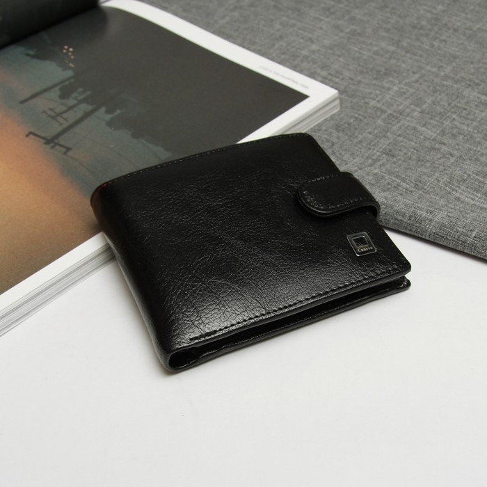 Портмоне мужское, 3 отдела, отдел для карт и монет, цвет чёрный