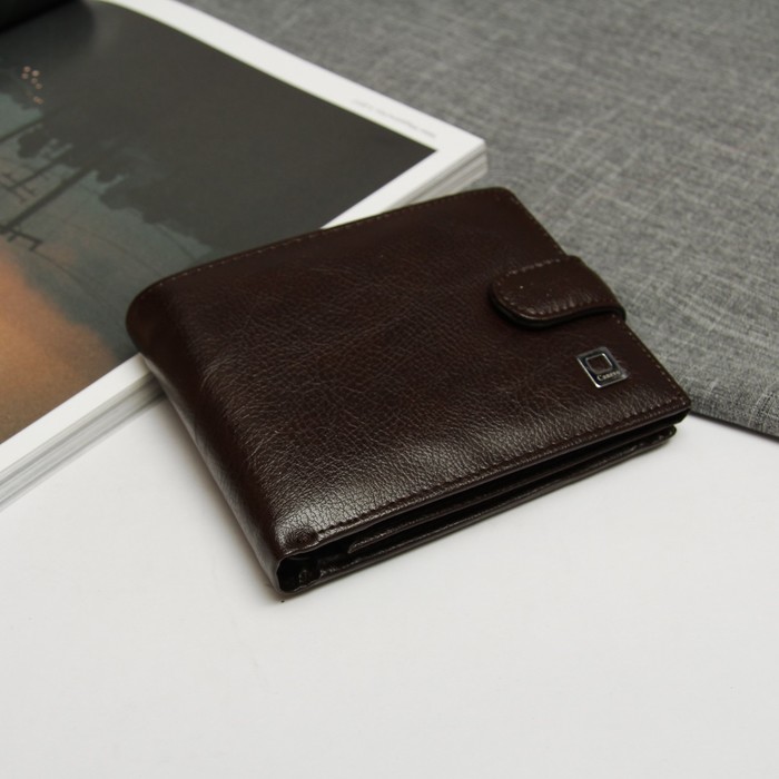 Портмоне мужское, 3 отдела, отдел для карт и монет, цвет коричневый