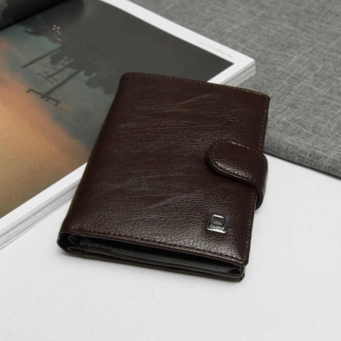 Портмоне мужское, 3 отдела, отдел для карт и монет, цвет коричневый