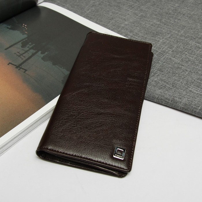 Портмоне мужское, 2 отдела для карт, отдел для монет, цвет коричневый