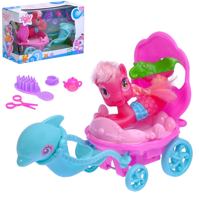 Пони "Морская принцесса" с каретой и аксессуарами, световые и звуковые эффекты, МИКС