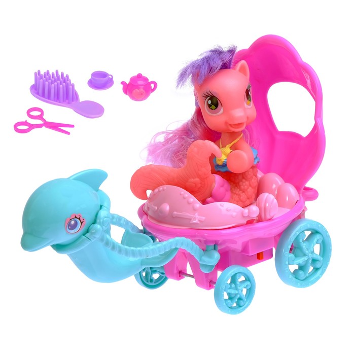 Пони "Морская принцесса" с каретой и аксессуарами, световые и звуковые эффекты, МИКС