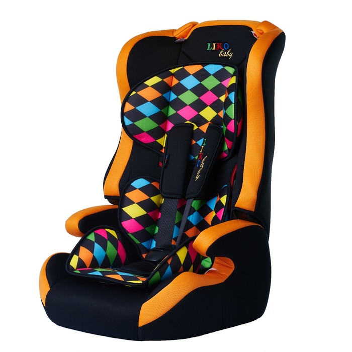 Автокресло LB 513 C, группа 1-2-3, цвет ромб/оранжевый