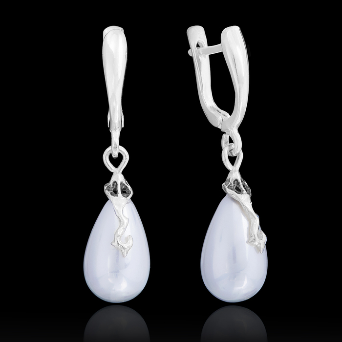 Серьги бижар "Злата" майорка, цвет белый в серебре