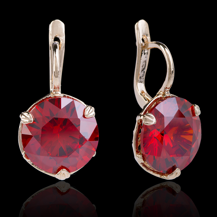 Серьги бижар "Карибы", цвет красный в золоте