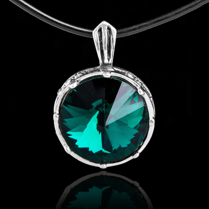 Кулон бижар "Ямайка", цвет зелёный в чернёном серебре