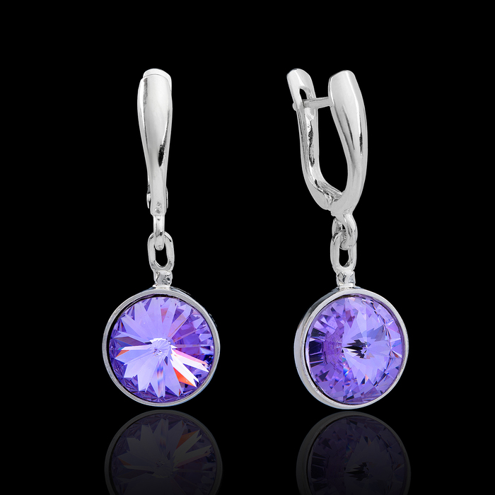 Серьги бижар "Королева", цвет сиреневый в серебре