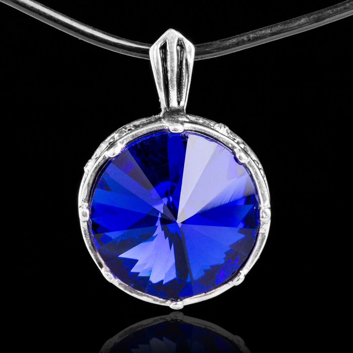 Кулон бижар "Ямайка", цвет синий в чернёном серебре