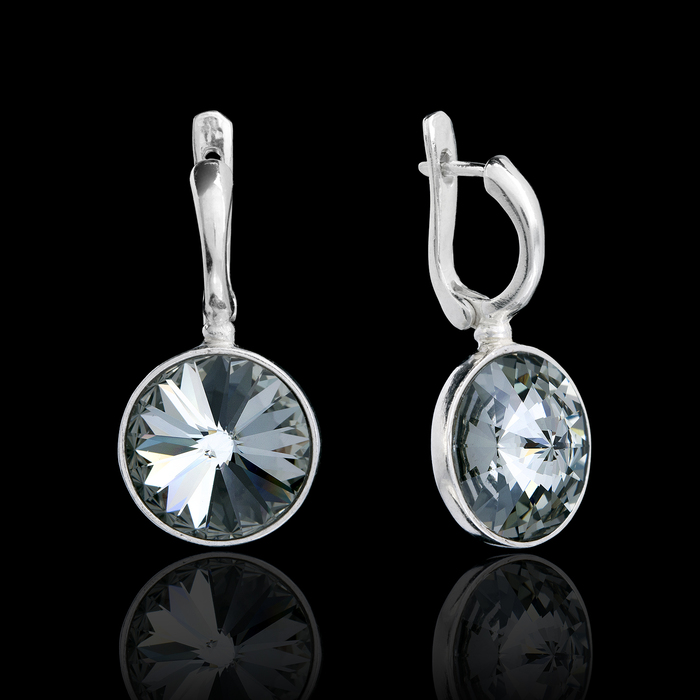 Серьги бижар "Мёд", цвет серый в серебре