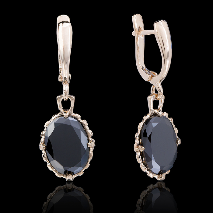 Серьги бижар "Лола", цвет чёрный в золоте