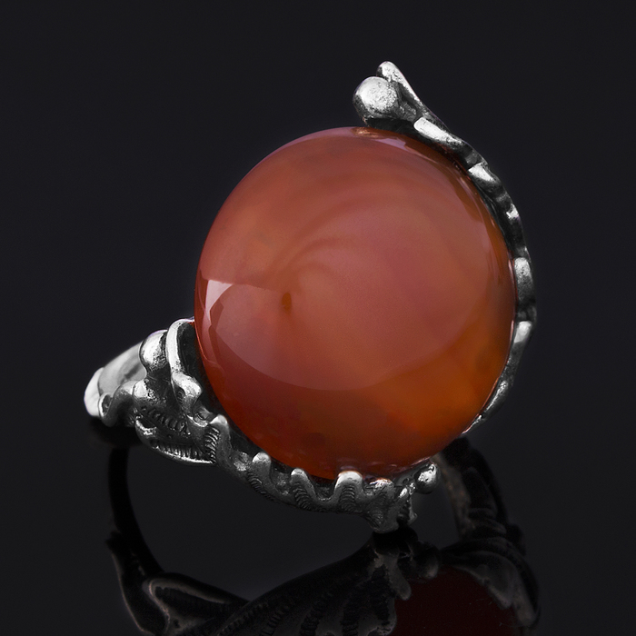 Кольцо бижар "Осень", размер 18,5, сердолик в чернёном серебре