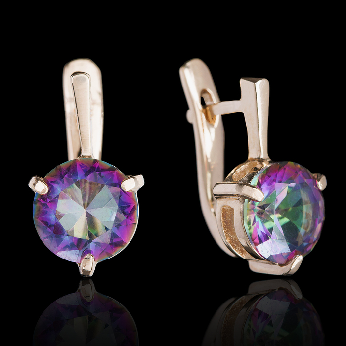 Серьги бижар "Искра", цвет бензиновый в золоте
