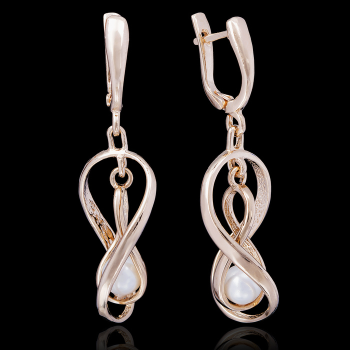 Серьги бижар "Океан" майорка, цвет белый в золоте