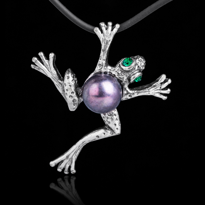 Кулон бижар "Лягушонок", цвет МИКС в чернёном серебре