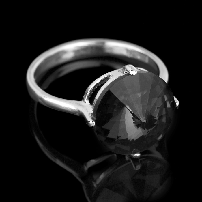 Кольцо бижар "Холод", размер 18, цвет серый в серебрении с родированием