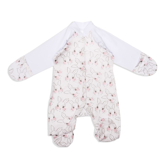 Комбинезон для девочки "Зайки", рост 68 см, цвет белый 311-072 _М