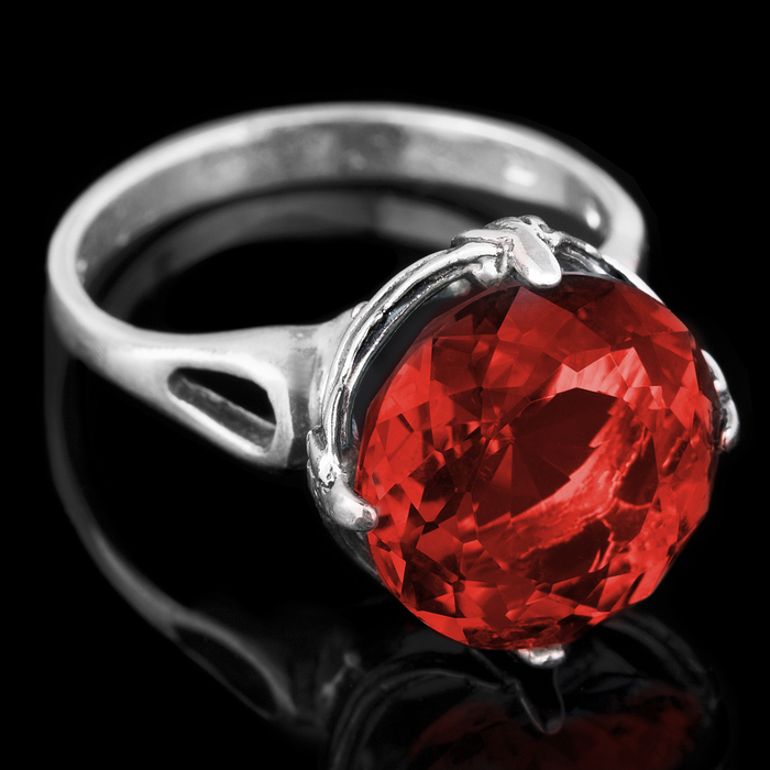 Кольцо бижар "Сицилия-2", размер 17, цвет красный в серебре