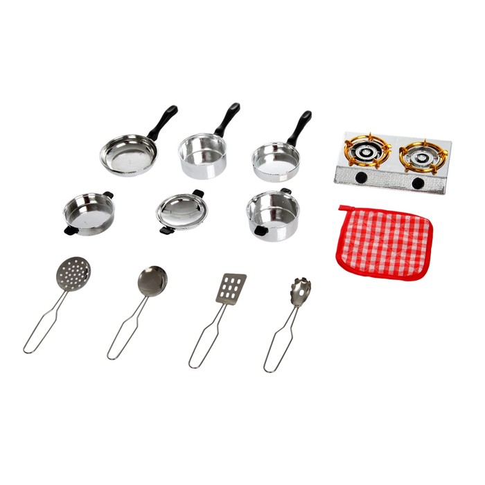 Набор металлической посуды "Крутой повар" с прихваткой и плитой