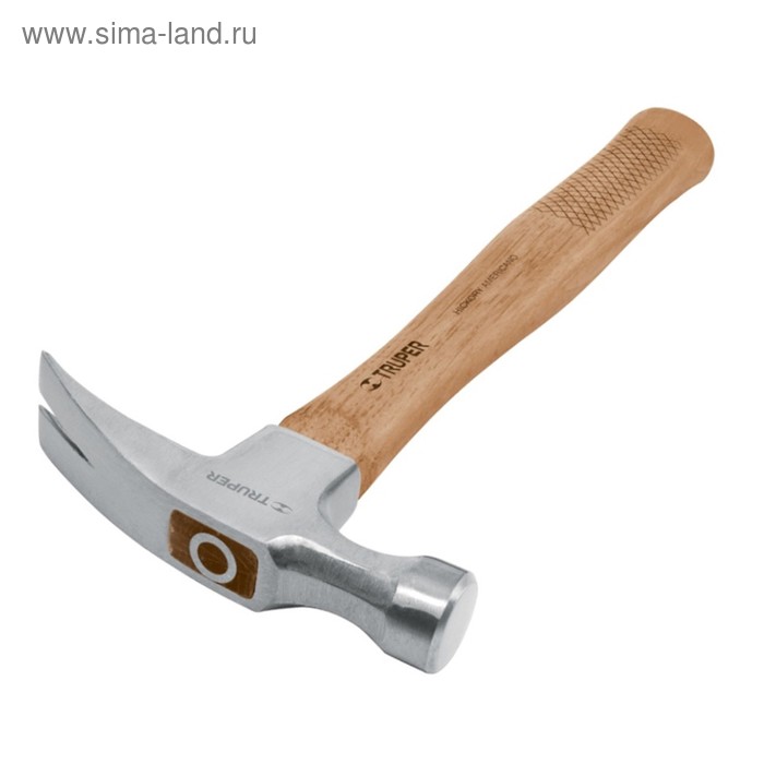 фото Молоток-гвоздодер truper mor-20, с полированным бойком, деревянная ручка, 0.5 кг, 40 см