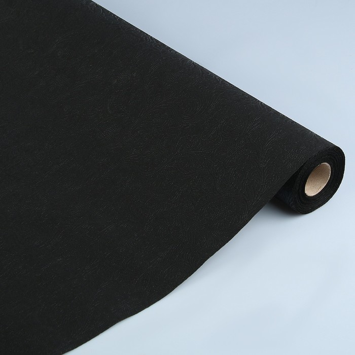 Фетр однотонный рельефный "Цветы", чёрный, 53 см х 10 м