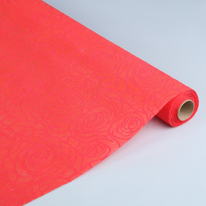 Фетр ламинированный фактурный "Объемные розы" 58 см х 5 м