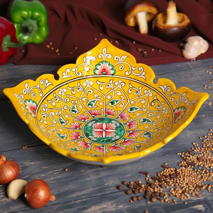 Фруктовница квадратная желтая диагональ 28см