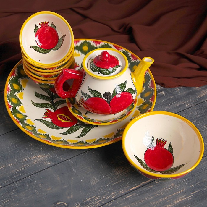 Набор чайный 10 предметов №1 (чайник 1 л, пиалы 0,5/0,3 л)