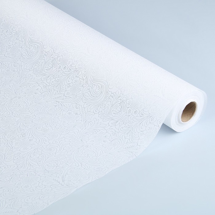 Фетр ламинированный рельефный "Цветы", белый, 53 см х 10 м