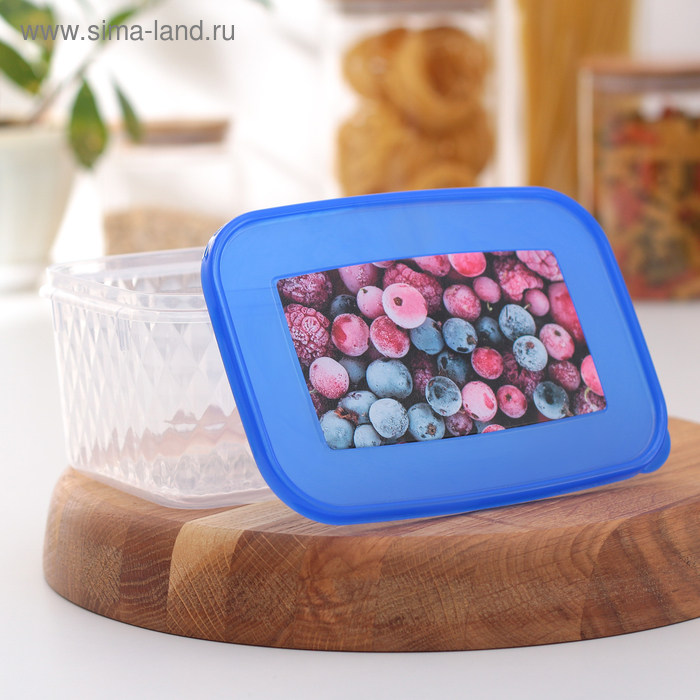 фото Контейнер для замораживания и хранения продуктов phibo «кристалл», 1,3 л, с декором, цвет микс
