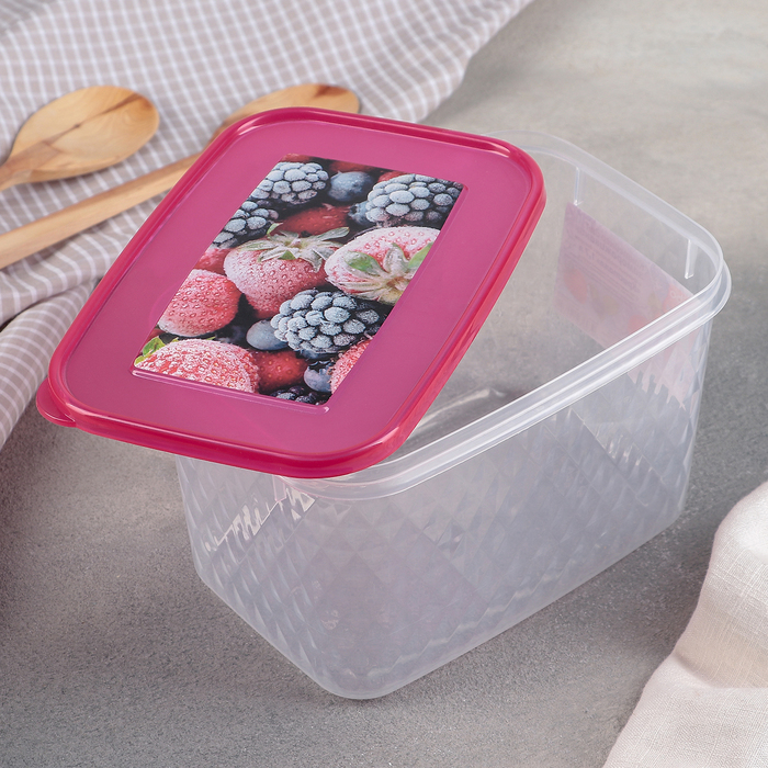 Контейнер для замораживания и хранения продуктов 1,7 л "Кристалл", с декором, цвет голубой