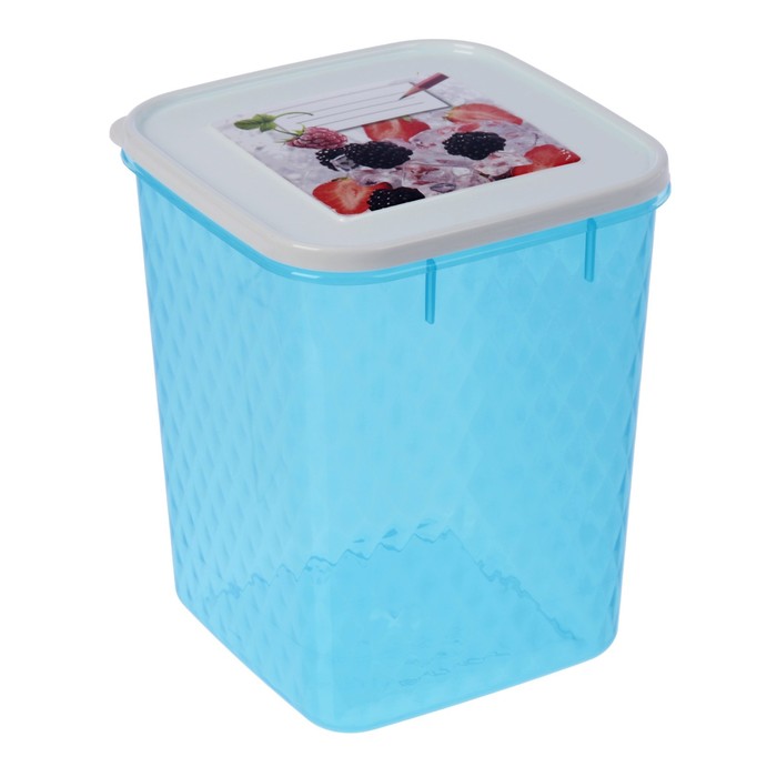 Контейнер для замораживания и хранения продуктов 2,3 л "Кристалл" с декором, цвет голубой