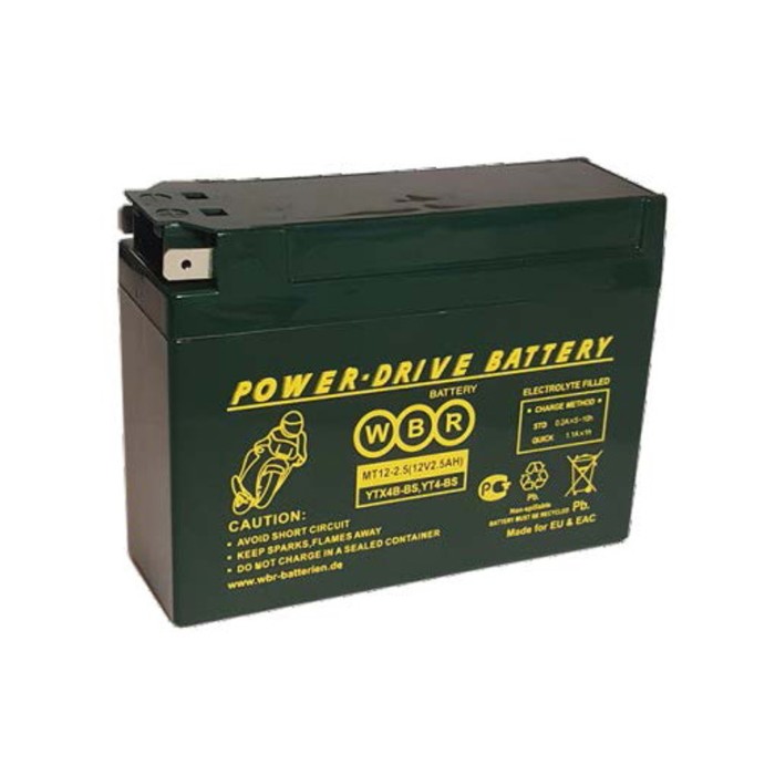 Аккумуляторная батарея WBR 2,5Ач боковая полярность MT12-2.5 YTX4B-BS