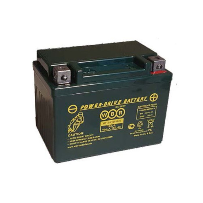 Аккумуляторная батарея WBR 4Ач обратная полярность MT12-4 YB4L-B,YT4L-BS,YTX4L-BS