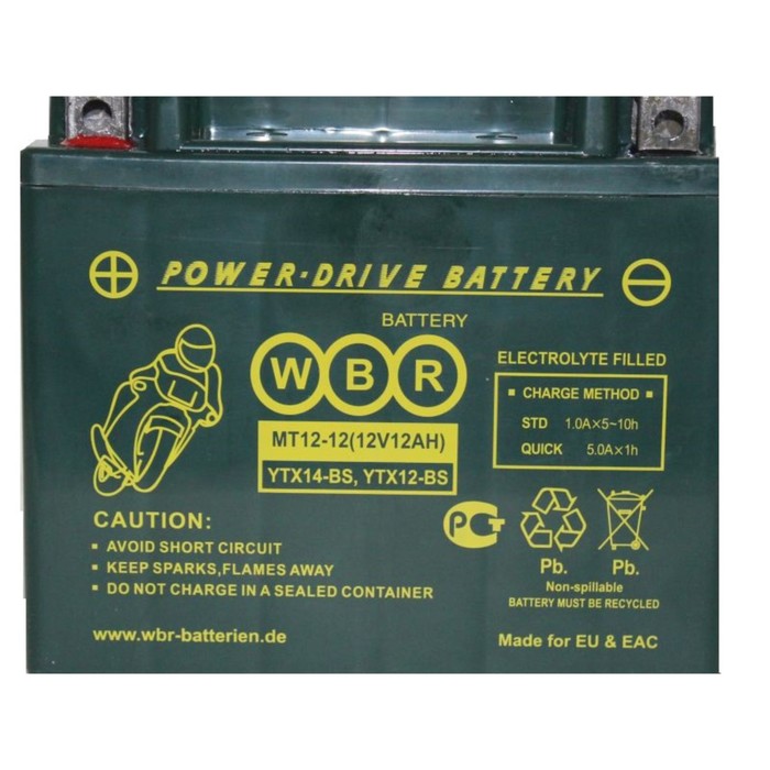 Аккумуляторная батарея WBR 12Ач MT12-12 YTX14-BS,YTX12-BS