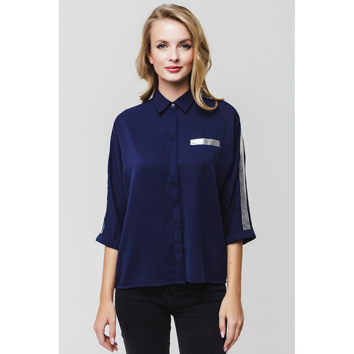 Блузка женская 7201-7 цвет тёмно-синий, р-р 44, рост 170