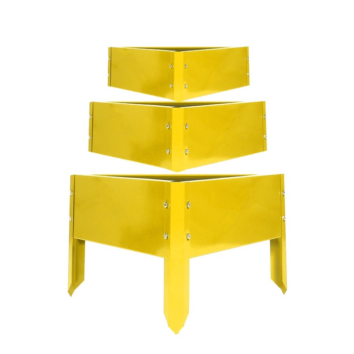 Клумба, ширина 200-125-50 см, h=45 см, 3 яруса, жёлтая, «Трио»