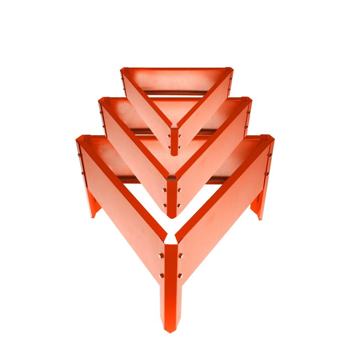 Клумба, ширина 200-125-50 см, h=45 см, 3 яруса, оранжевая, «Трио»