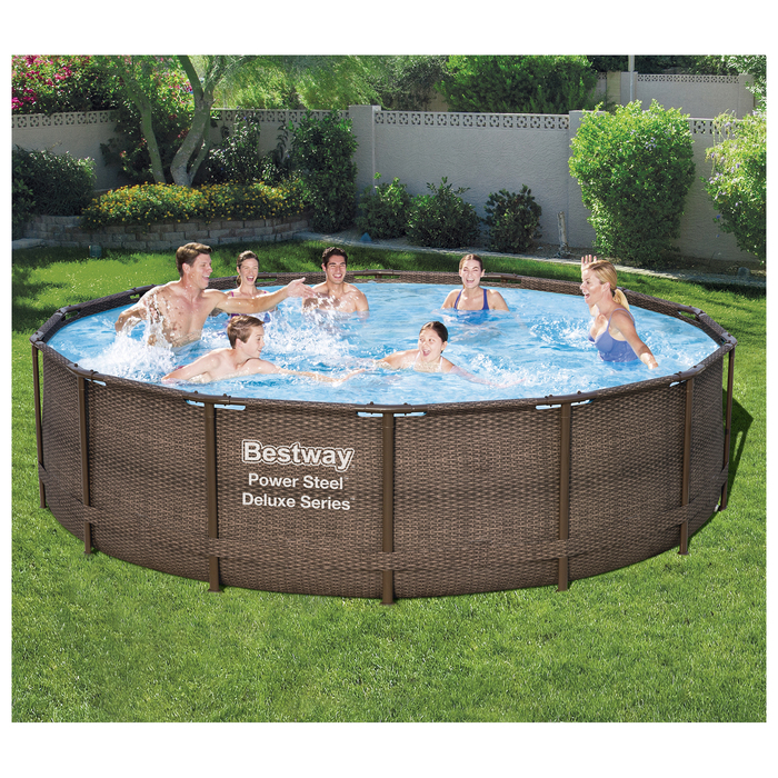 Бассейн каркасн.круг. Power Steel Deluxe 427х107см,13030 л, ф.нас.,тент,под-ка,лест. (56664) 28092