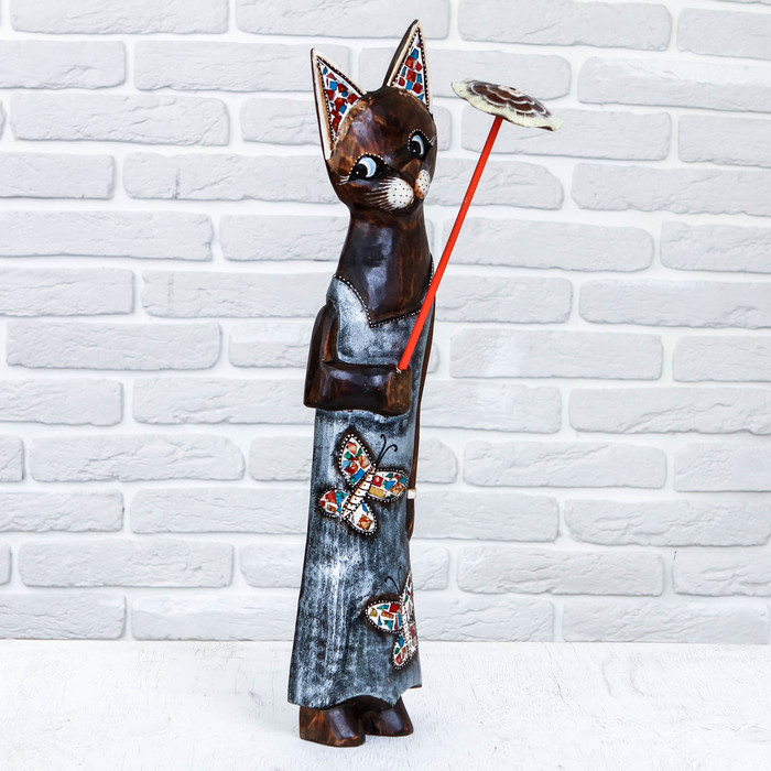 Интерьерный сувенир "Кошка с зонтом" 60 см