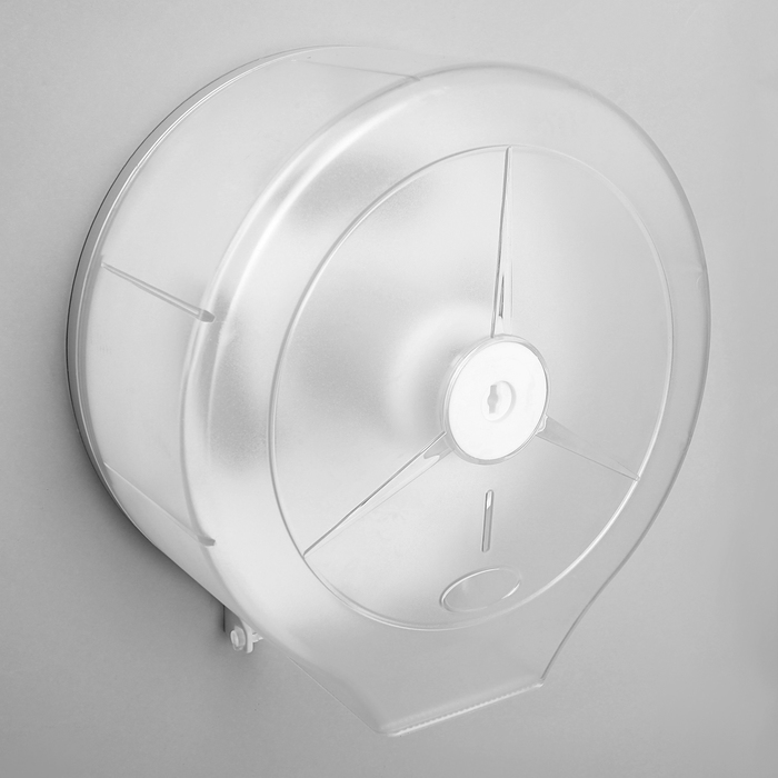 Диспенсер туалетной бумаги, пластик прозрачный белый 28х27,5х12 см, втулка 6,5 см