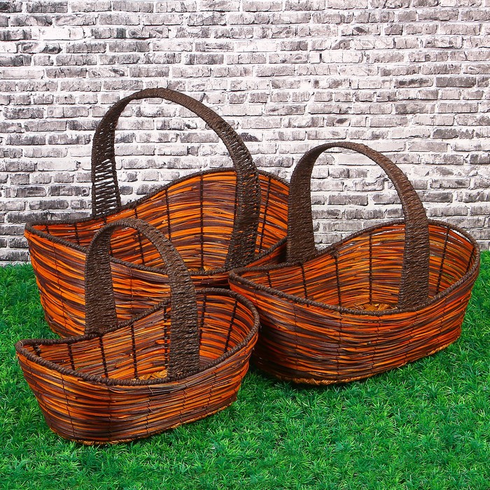 Набор корзин плетеных 46х29х13/41х24х11/36х18х9,5, ива, 3 шт